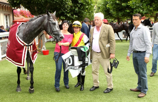 Ontem, em Clairefontaine, Gaga A, do Haras Phillipson, venceu o Prix Luth Enchantée (L.)