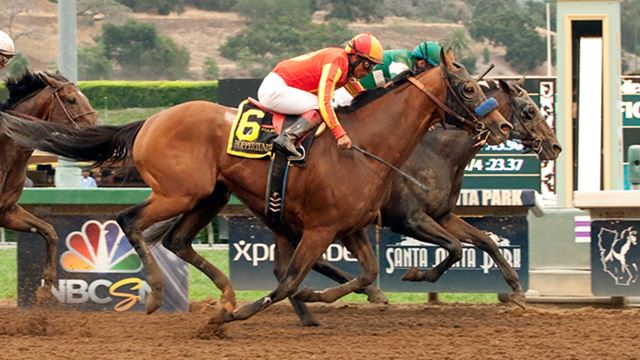 Hard Aces venceu a The Gold Cup (G1), em Santa Anita. Catch a Flight foi terceiro.